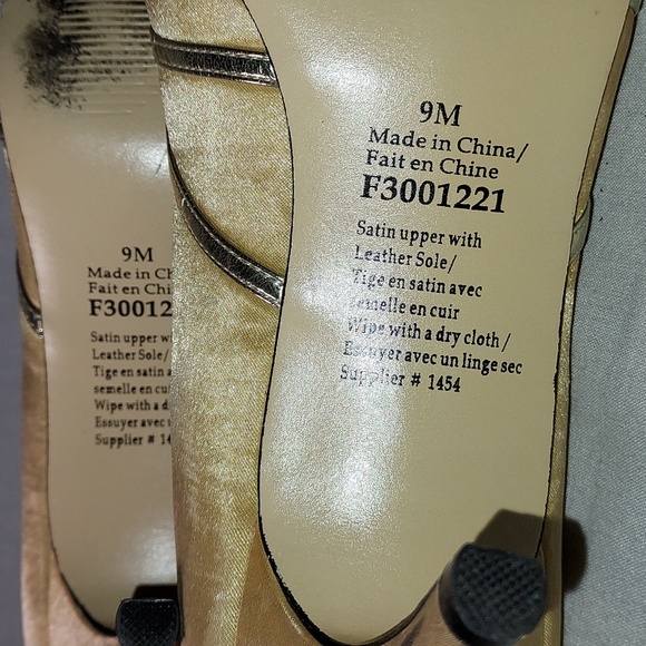 Gold Satin Upper Leather Sole Women's Shoes Open Toe Criss Cross Design - Picture 5 of 10